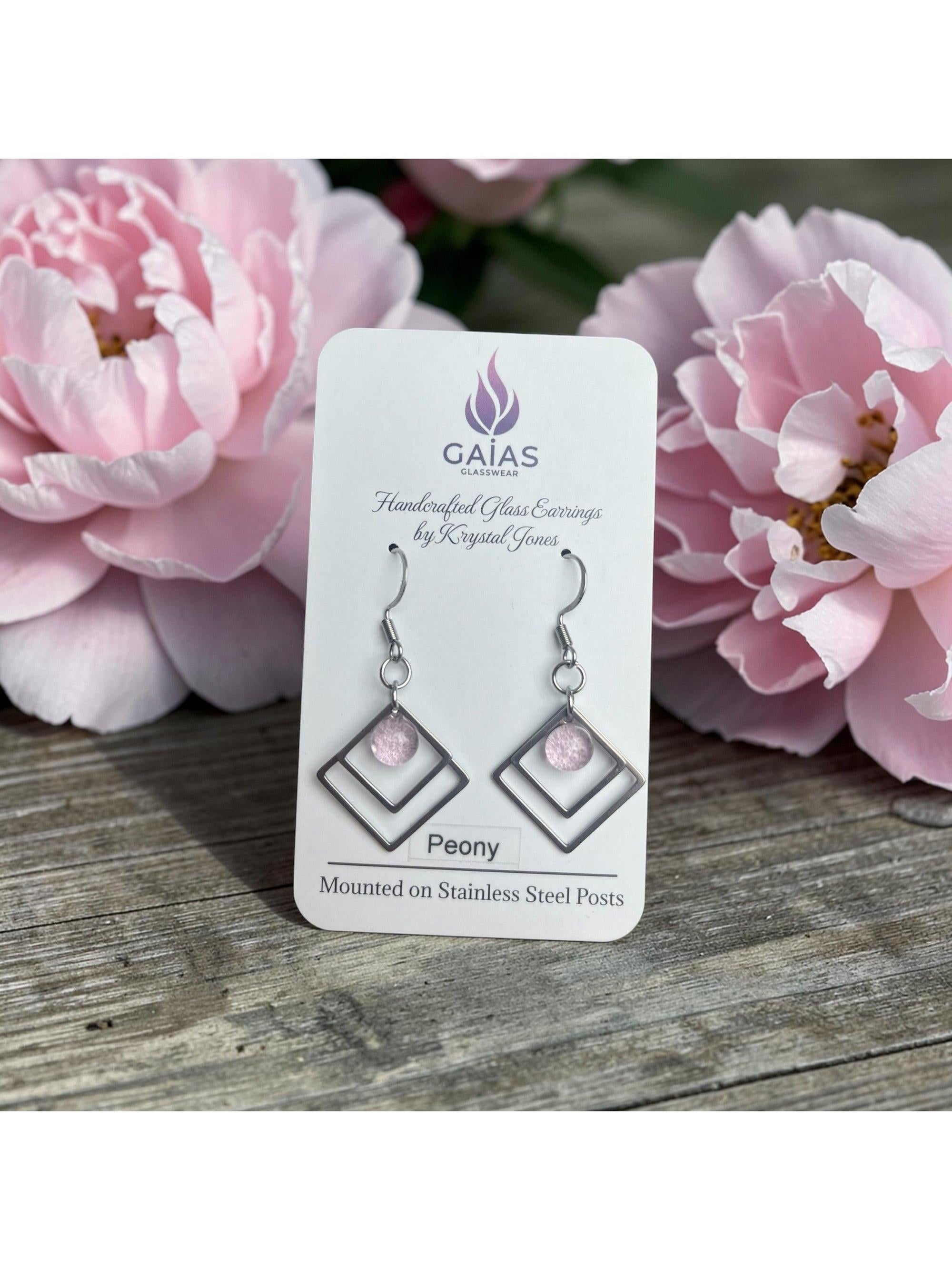 Peony | Geometric Fused Glass Earring